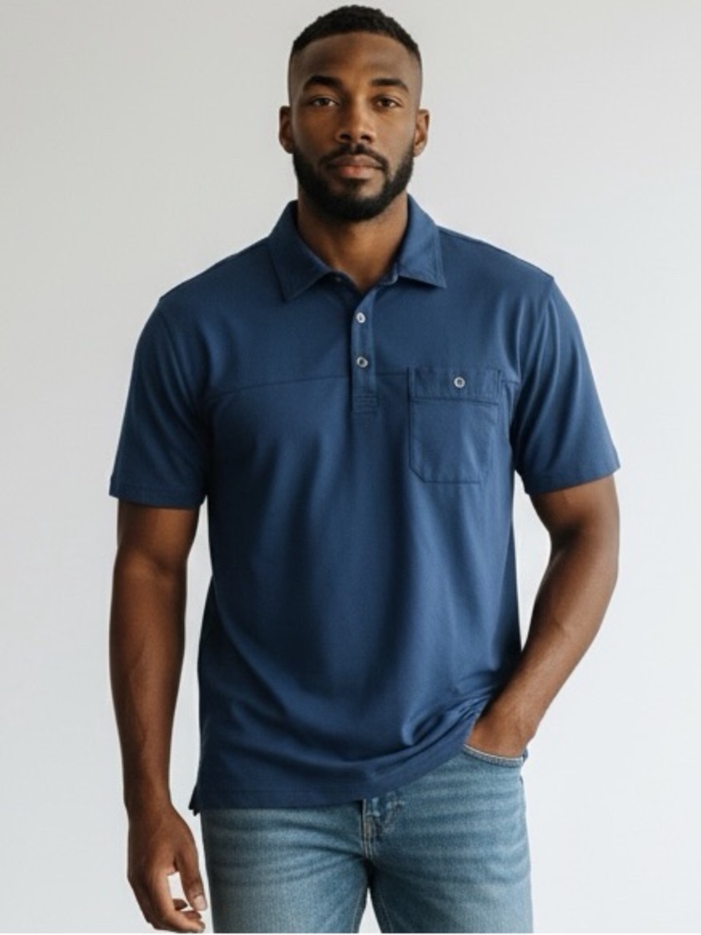 Travis Mathew Blue Retro Style Golf Polo Short Sleeve Shirt - Size Large